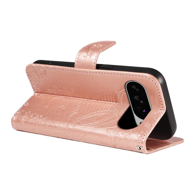 For Google Pixel 10 Pro XL 5G Global Swallowtail Butterfly Embossed Leather Phone Case(Rose Gold) - Google Cases by buy2fix | Online Shopping UK | buy2fix