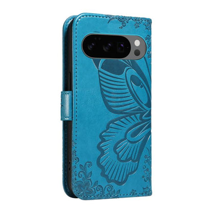 For Google Pixel 10 5G / 10 Pro 5G Global Swallowtail Butterfly Embossed Leather Phone Case(Blue) - Google Cases by buy2fix | Online Shopping UK | buy2fix