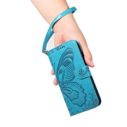 For Google Pixel 10 5G / 10 Pro 5G Global Swallowtail Butterfly Embossed Leather Phone Case(Blue) - Google Cases by buy2fix | Online Shopping UK | buy2fix