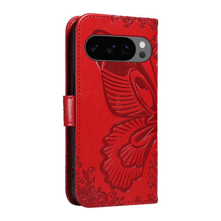 For Google Pixel 10 5G / 10 Pro 5G Global Swallowtail Butterfly Embossed Leather Phone Case(Red) - Google Cases by buy2fix | Online Shopping UK | buy2fix