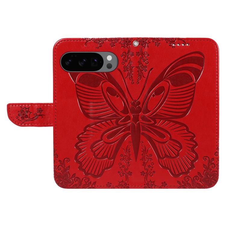 For Google Pixel 10 5G / 10 Pro 5G Global Swallowtail Butterfly Embossed Leather Phone Case(Red) - Google Cases by buy2fix | Online Shopping UK | buy2fix