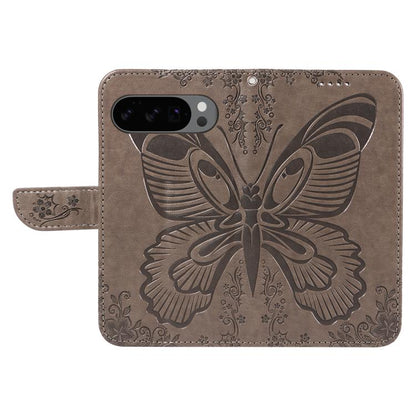 For Google Pixel 10 5G / 10 Pro 5G Global Swallowtail Butterfly Embossed Leather Phone Case(Grey) - Google Cases by buy2fix | Online Shopping UK | buy2fix