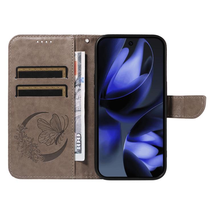For Google Pixel 10 5G / 10 Pro 5G Global Swallowtail Butterfly Embossed Leather Phone Case(Grey) - Google Cases by buy2fix | Online Shopping UK | buy2fix