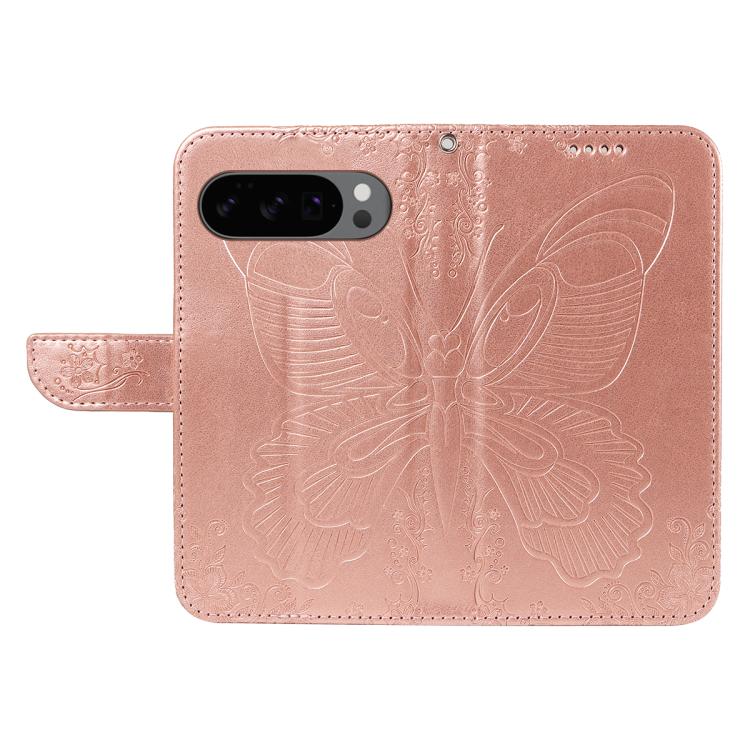 For Google Pixel 10 5G / 10 Pro 5G Global Swallowtail Butterfly Embossed Leather Phone Case(Rose Gold) - Google Cases by buy2fix | Online Shopping UK | buy2fix