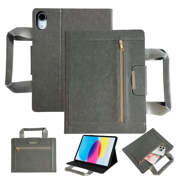 For iPad 2025 / 2022 Zipper Handle Retro Smart Leather Tablet Case(Grey) - iPad 2025 / 2022 Cases by buy2fix | Online Shopping UK | buy2fix
