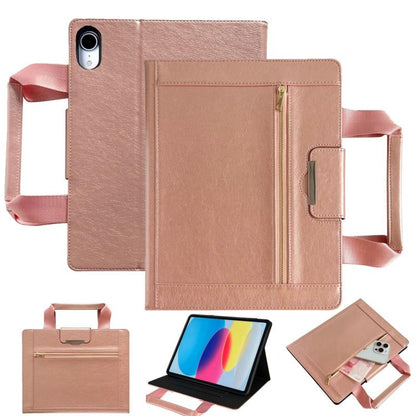 For iPad 2025 / 2022 Zipper Handle Retro Smart Leather Tablet Case(Rose Gold) - iPad 2025 / 2022 Cases by buy2fix | Online Shopping UK | buy2fix