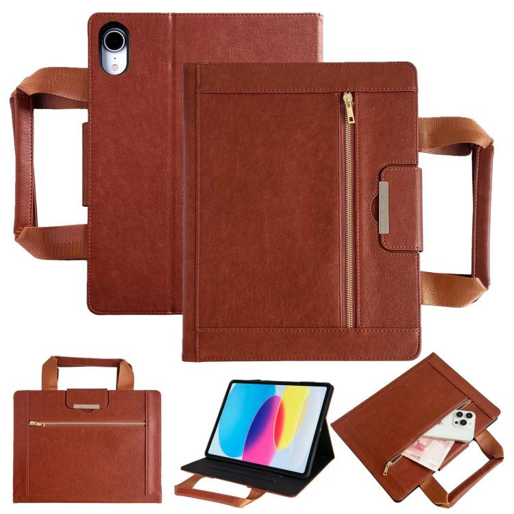 For iPad 2025 / 2022 Zipper Handle Retro Smart Leather Tablet Case(Brown) - iPad 2025 / 2022 Cases by buy2fix | Online Shopping UK | buy2fix