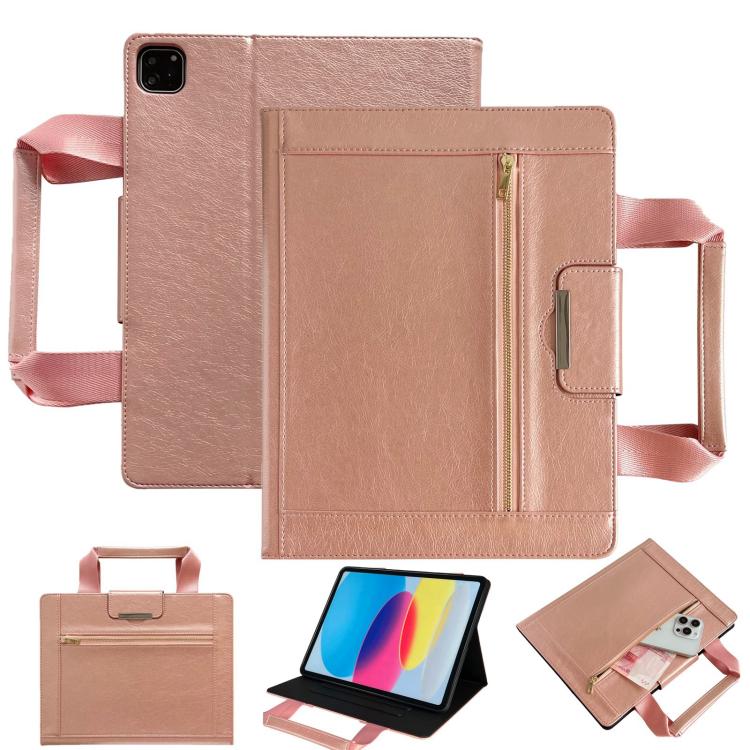 For iPad Air 11 2025 / 2024 Zipper Handle Retro Smart Leather Tablet Case(Rose Gold) - iPad Air 11 2025 / 2024 Cases by buy2fix | Online Shopping UK | buy2fix