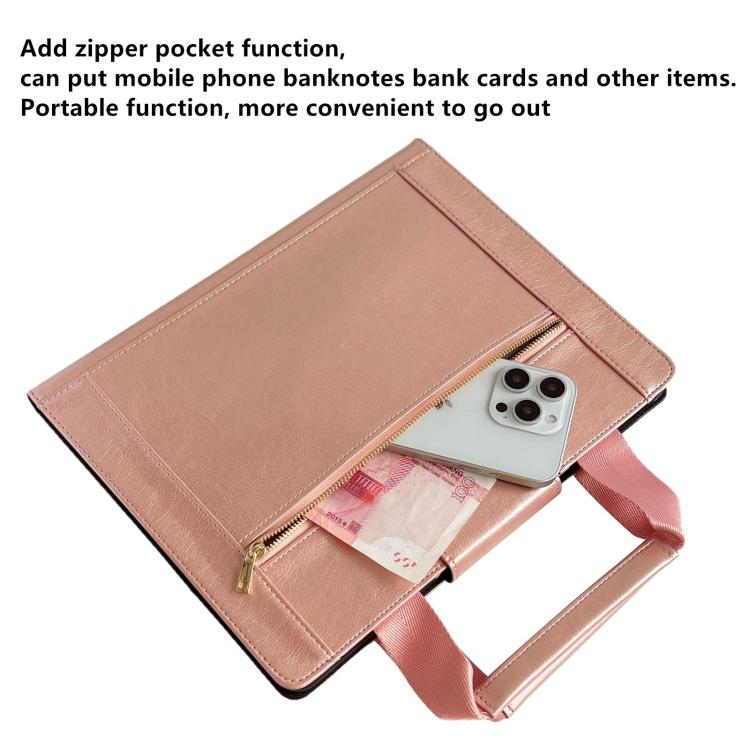 For iPad Air 11 2025 / 2024 Zipper Handle Retro Smart Leather Tablet Case(Rose Gold) - iPad Air 11 2025 / 2024 Cases by buy2fix | Online Shopping UK | buy2fix