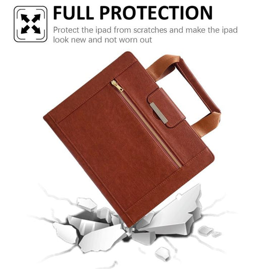 For iPad Air 13 2025 / 2024 / Pro 12.9 Zipper Handle Retro Smart Leather Tablet Case(Brown) - iPad Air 13 2025 / 2024 Cases by buy2fix | Online Shopping UK | buy2fix