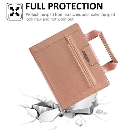 For iPad mini 2024 / 6 Zipper Handle Retro Smart Leather Tablet Case(Rose Gold) - iPad mini 2024 Cases by buy2fix | Online Shopping UK | buy2fix