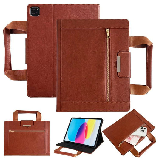For iPad Pro 11 2024 Zipper Handle Retro Smart Leather Tablet Case(Brown) - iPad Pro 11 2024 Cases by buy2fix | Online Shopping UK | buy2fix