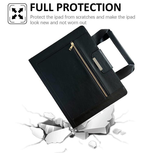 For iPad 10.2 2021 / 2020 / 2019 Zipper Handle Retro Smart Leather Tablet Case(Black) - More iPad Cases by buy2fix | Online Shopping UK | buy2fix