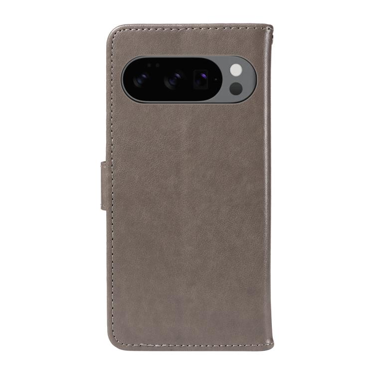 For Google Pixel 10 / 10 Pro Global Cat and Bee Embossed Flip Leather Phone Case(Grey) - Google Cases by buy2fix | Online Shopping UK | buy2fix