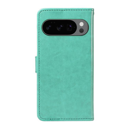 For Google Pixel 10 / 10 Pro Global Cat and Bee Embossed Flip Leather Phone Case(Green) - Google Cases by buy2fix | Online Shopping UK | buy2fix