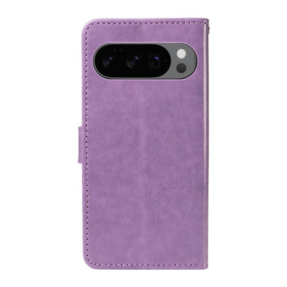 For Google Pixel 10 / 10 Pro Global Cat and Bee Embossed Flip Leather Phone Case(Purple) - Google Cases by buy2fix | Online Shopping UK | buy2fix