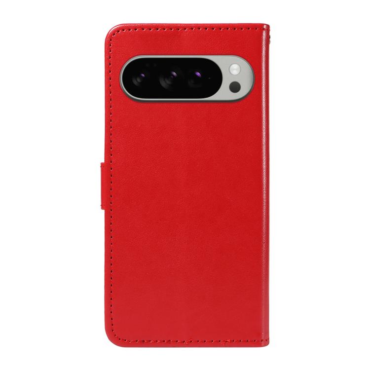 For Google Pixel 10 Pro XL 5G Global Cat and Bee Embossed Flip Leather Phone Case(Red) - Google Cases by buy2fix | Online Shopping UK | buy2fix