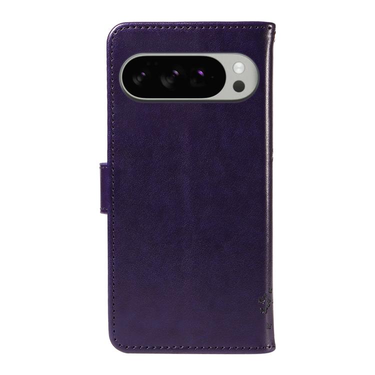 For Google Pixel 10 Pro XL 5G Global Tree & Cat Embossed Pattern Flip Leather Phone Case(Purple) - Google Cases by buy2fix | Online Shopping UK | buy2fix