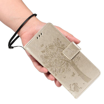 For Google Pixel 10 Pro XL 5G Global Tree & Cat Embossed Pattern Flip Leather Phone Case(Gold) - Google Cases by buy2fix | Online Shopping UK | buy2fix