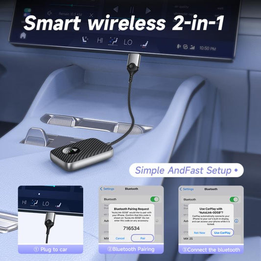 2 in 1 USB Wired to Wireless Car CarPlay / Android Auto Box Adapter(Green) - Bluetooth Adapters by buy2fix | Online Shopping UK | buy2fix