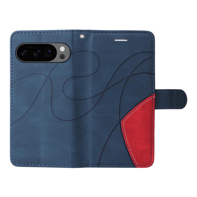 For Google Pixel 10 5G / 10 Pro 5G Global Dual-color Splicing Flip Leather Phone Case(Blue) - Google Cases by buy2fix | Online Shopping UK | buy2fix