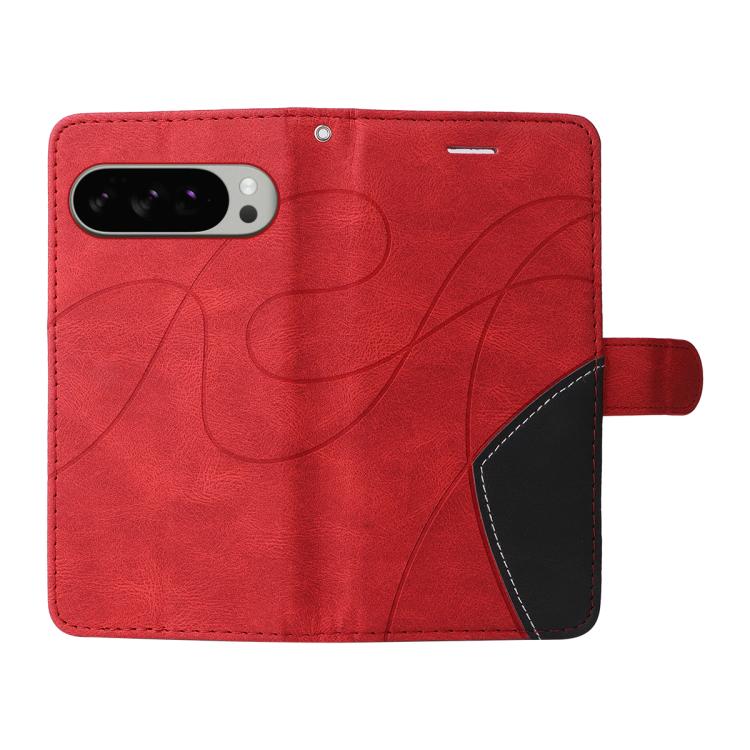 For Google Pixel 10 Pro XL 5G Global Dual-color Splicing Flip Leather Phone Case(Red) - Google Cases by buy2fix | Online Shopping UK | buy2fix