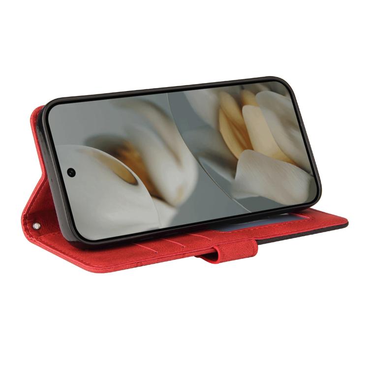For Google Pixel 10 Pro XL 5G Global Dual-color Splicing Flip Leather Phone Case(Red) - Google Cases by buy2fix | Online Shopping UK | buy2fix