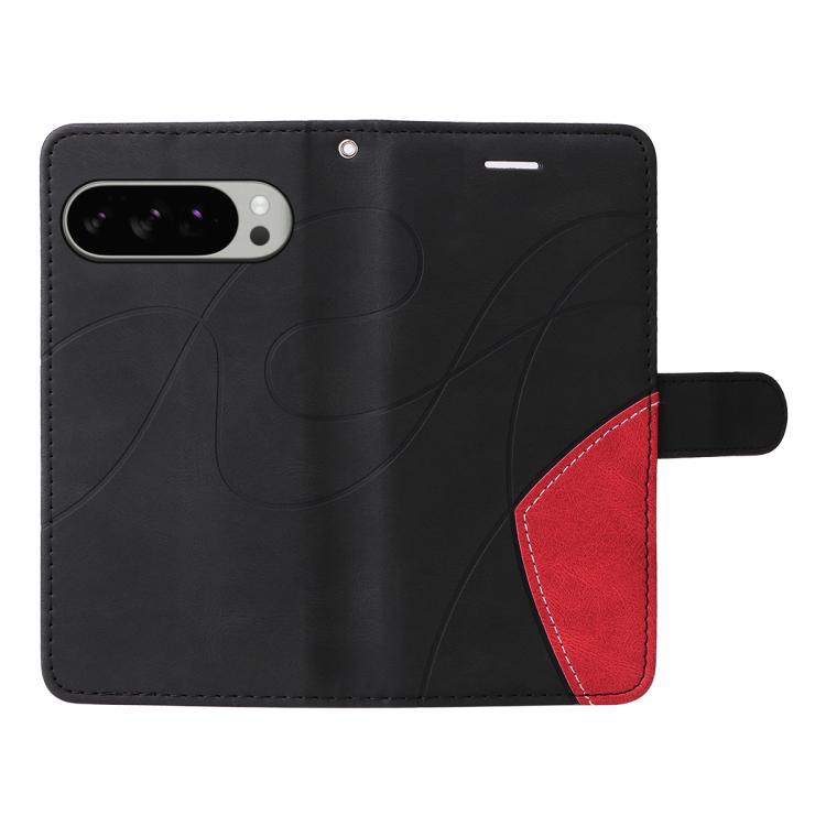 For Google Pixel 10 Pro XL 5G Global Dual-color Splicing Flip Leather Phone Case(Black) - Google Cases by buy2fix | Online Shopping UK | buy2fix