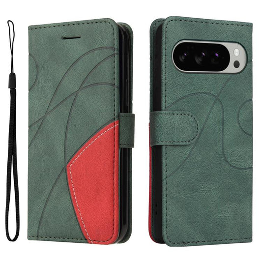 For Google Pixel 10 Pro XL 5G Global Dual-color Splicing Flip Leather Phone Case(Green) - Google Cases by buy2fix | Online Shopping UK | buy2fix