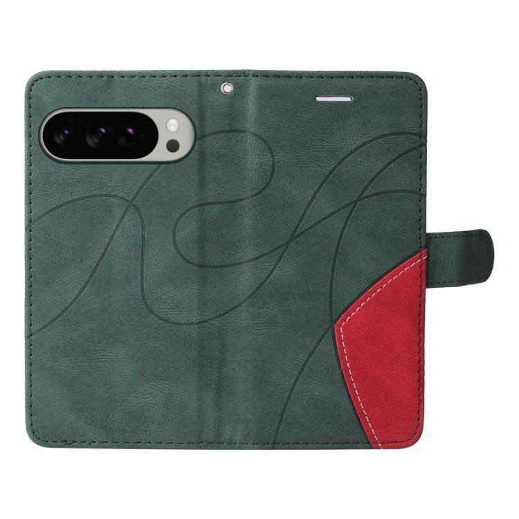 For Google Pixel 10 Pro XL 5G Global Dual-color Splicing Flip Leather Phone Case(Green) - Google Cases by buy2fix | Online Shopping UK | buy2fix