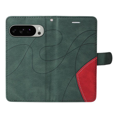 For Google Pixel 10 Pro XL 5G Global Dual-color Splicing Flip Leather Phone Case(Green) - Google Cases by buy2fix | Online Shopping UK | buy2fix
