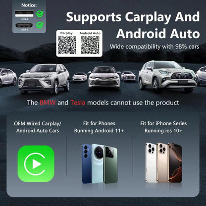 2 in 1 mini USB Wired to Wireless Car CarPlay / Android Auto Box Adapter(Gold) - Bluetooth Adapters by buy2fix | Online Shopping UK | buy2fix