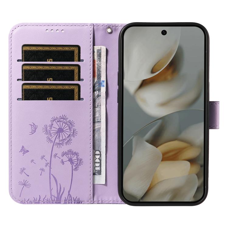 For Google Pixel 10 Pro XL 5G Global Dandelion Embossed Pattern Flip Leather Phone Case(Purple) - Google Cases by buy2fix | Online Shopping UK | buy2fix