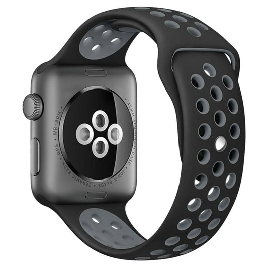 For Apple Watch 46mm / 49mm / 45mm / 44mm xDfind Two Color Silicone Sports Watch Band(Black Grey) - Watch Bands by xDfind | Online Shopping UK | buy2fix