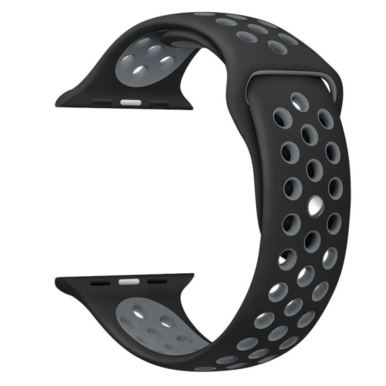 For Apple Watch 42mm / 41mm / 40mm / 38mm xDfind Two Color Silicone Sports Watch Band(Black Grey) - Watch Bands by xDfind | Online Shopping UK | buy2fix
