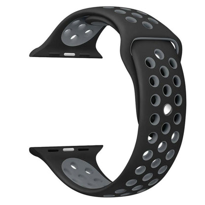For Apple Watch 42mm / 41mm / 40mm / 38mm xDfind Two Color Silicone Sports Watch Band(Black Grey) - Watch Bands by xDfind | Online Shopping UK | buy2fix