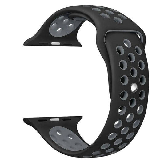 For Apple Watch 42mm / 41mm / 40mm / 38mm xDfind Two Color Silicone Sports Watch Band(Black Grey) - Watch Bands by xDfind | Online Shopping UK | buy2fix