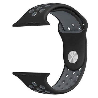 For Apple Watch 42mm / 41mm / 40mm / 38mm xDfind Two Color Silicone Sports Watch Band(Black Grey) - Watch Bands by xDfind | Online Shopping UK | buy2fix