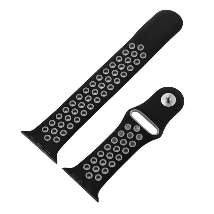 For Apple Watch 42mm / 41mm / 40mm / 38mm xDfind Two Color Silicone Sports Watch Band(Black Grey) - Watch Bands by xDfind | Online Shopping UK | buy2fix