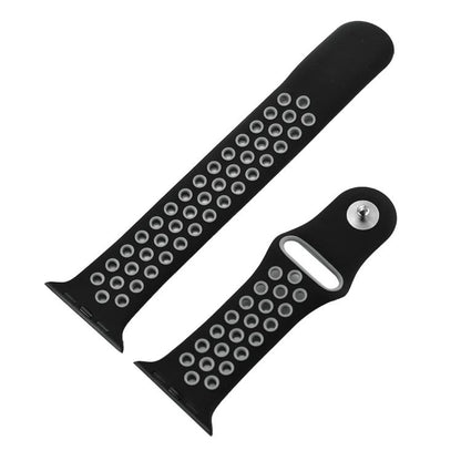 For Apple Watch 42mm / 41mm / 40mm / 38mm xDfind Two Color Silicone Sports Watch Band(Black Grey) - Watch Bands by xDfind | Online Shopping UK | buy2fix