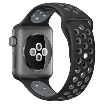 For Apple Watch 42mm / 41mm / 40mm / 38mm xDfind Two Color Silicone Sports Watch Band(Black Grey) - Watch Bands by xDfind | Online Shopping UK | buy2fix