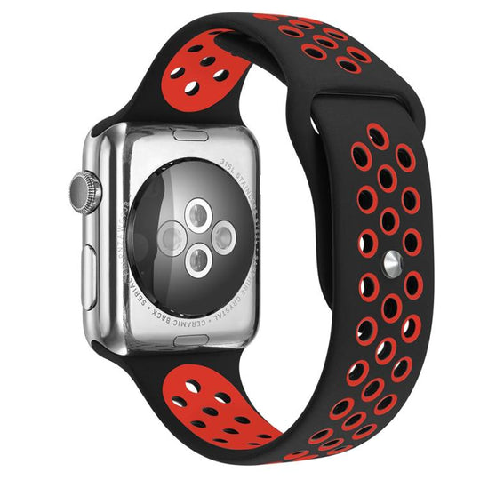 For Apple Watch 42mm / 41mm / 40mm / 38mm xDfind Two Color Silicone Sports Watch Band(Black Red)