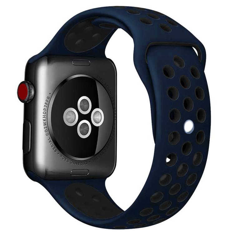 For Apple Watch 42mm / 41mm / 40mm / 38mm xDfind Two Color Silicone Sports Watch Band(Blue Black) - Watch Bands by xDfind | Online Shopping UK | buy2fix
