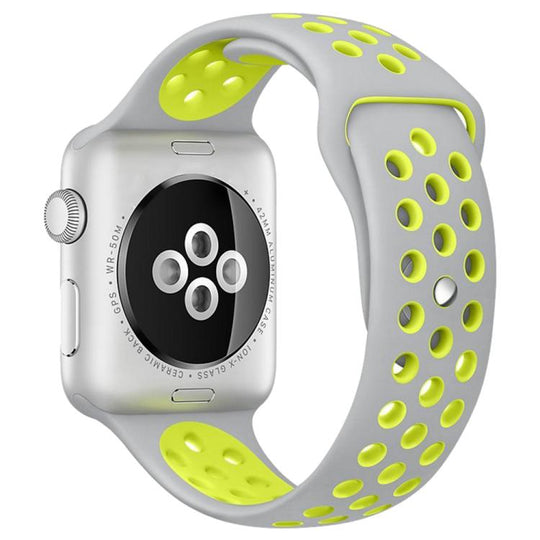For Apple Watch 42mm / 41mm / 40mm / 38mm xDfind Two Color Silicone Sports Watch Band(Grey Yellow)