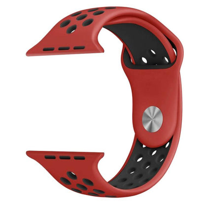 For Apple Watch 42mm / 41mm / 40mm / 38mm xDfind Two Color Silicone Sports Watch Band(Red Black) - Watch Bands by xDfind | Online Shopping UK | buy2fix