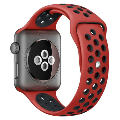 For Apple Watch 42mm / 41mm / 40mm / 38mm xDfind Two Color Silicone Sports Watch Band(Red Black) - Watch Bands by xDfind | Online Shopping UK | buy2fix