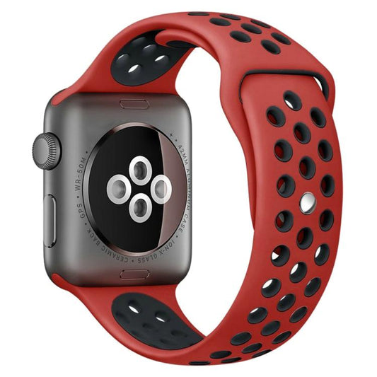 For Apple Watch 42mm / 41mm / 40mm / 38mm xDfind Two Color Silicone Sports Watch Band(Red Black) - Watch Bands by xDfind | Online Shopping UK | buy2fix