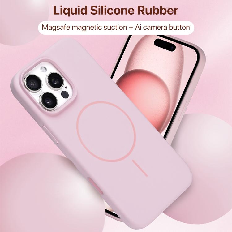 For iPhone 16 Plus Liquid Silicone Magsafe Phone Case with AI Camera Control Button(Pink) - iPhone 16 Plus Cases by buy2fix | Online Shopping UK | buy2fix
