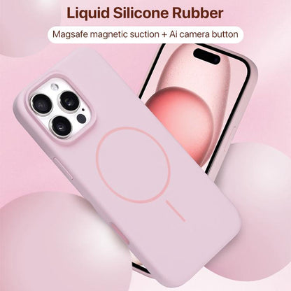 For iPhone 16 Pro Max Liquid Silicone Magsafe Phone Case with AI Camera Control Button(Pink) - iPhone 16 Pro Max Cases by buy2fix | Online Shopping UK | buy2fix