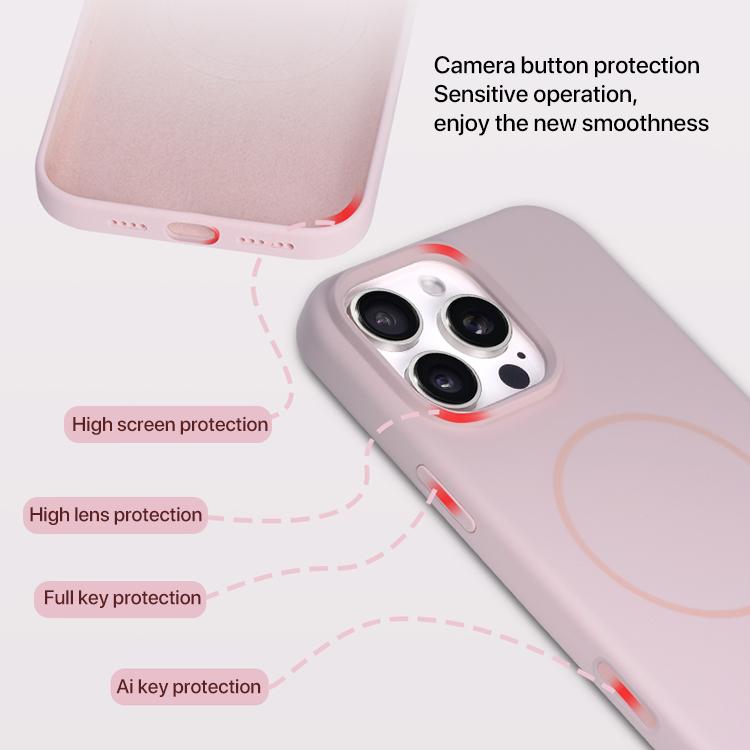 For iPhone 16 Plus Liquid Silicone Magsafe Phone Case with AI Camera Control Button(Pink) - iPhone 16 Plus Cases by buy2fix | Online Shopping UK | buy2fix